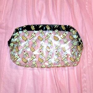 NEW Ipsy makeup bag; clear vinyl; ice cream cone and popsicle print